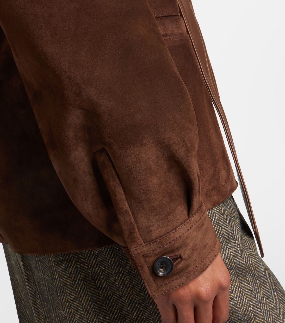 Belted shearling-trimmed suede jacket | Saint Laurent
