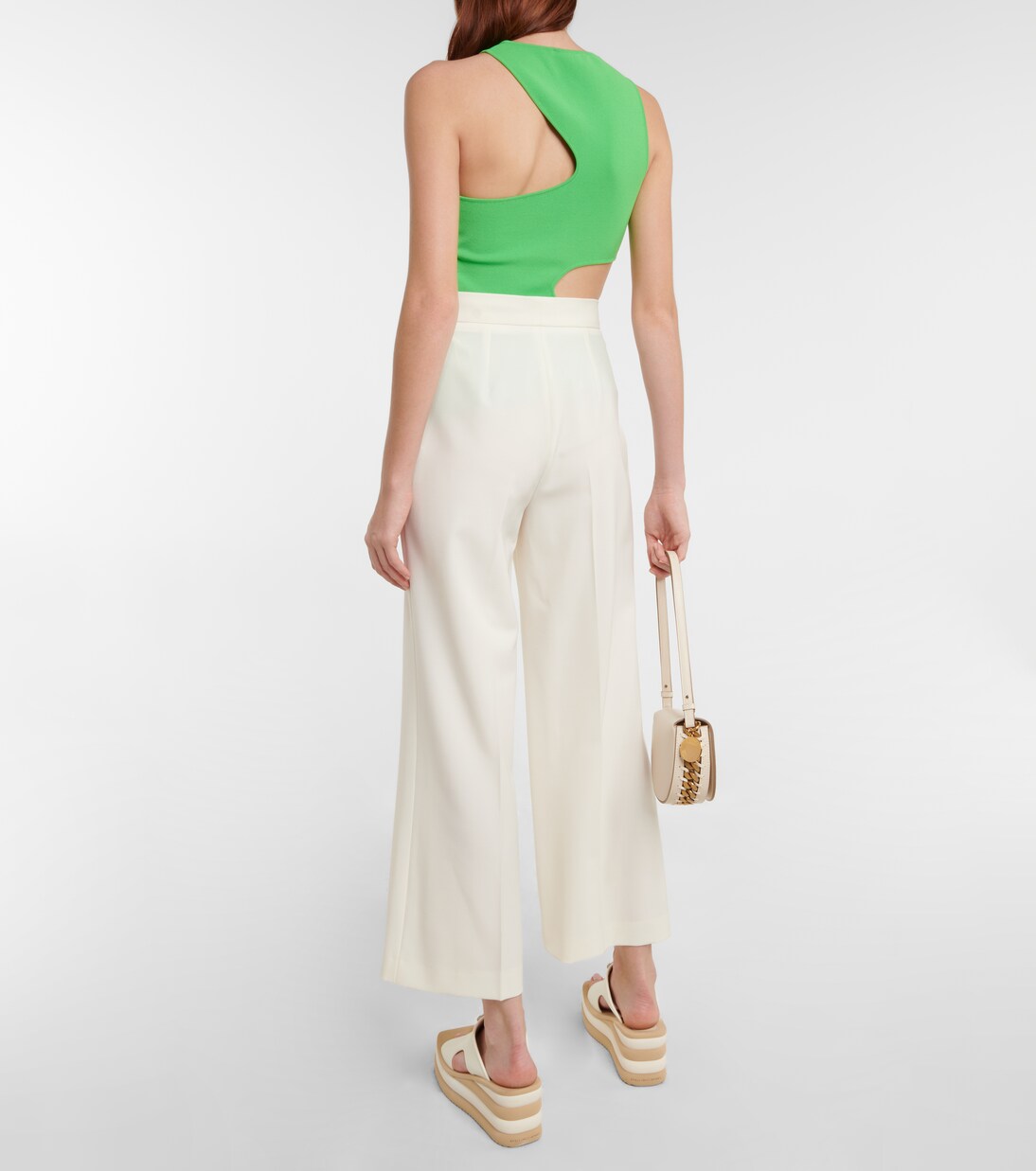 Pantalones anchos en sarga de tiro alto | Stella McCartney