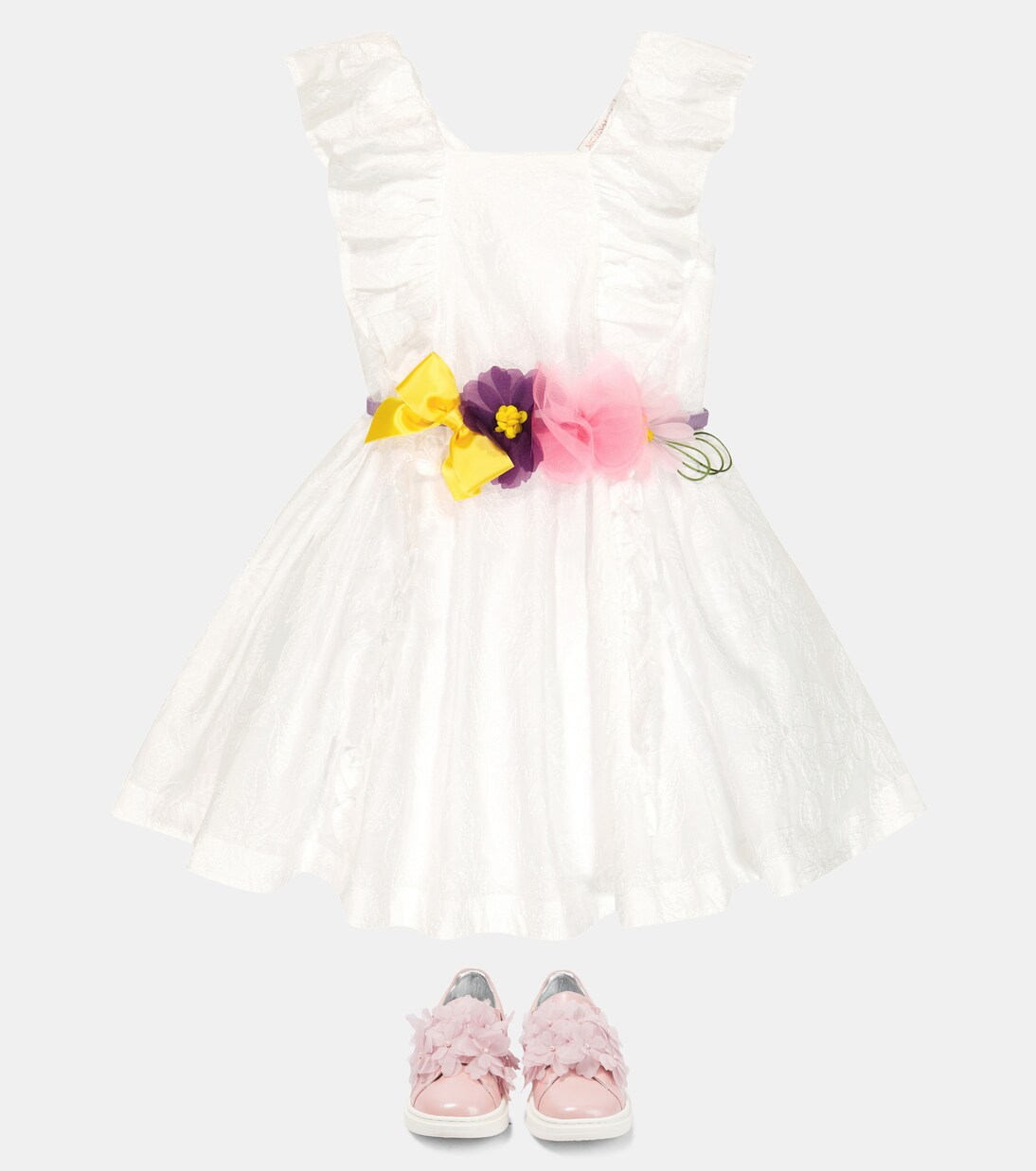 Embellished broderie anglaise dress | Monnalisa