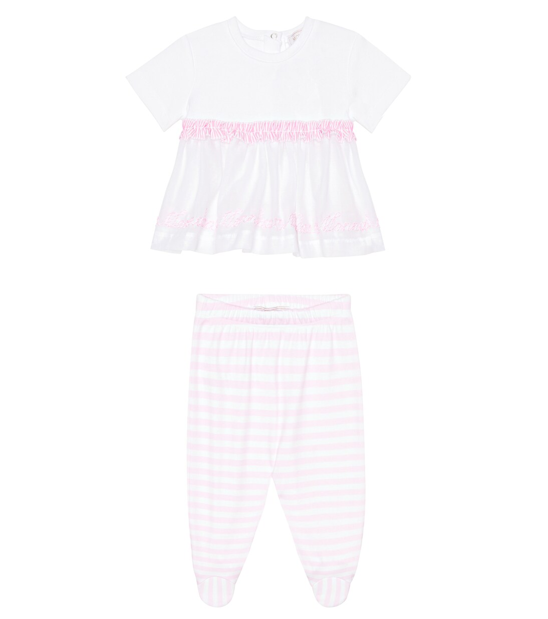 Baby cotton dress and pants set | Monnalisa
