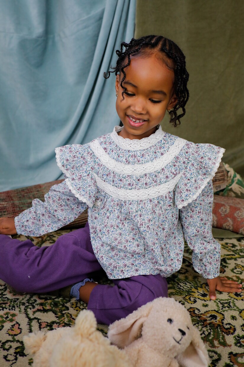 Janipa lace-trimmed floral cotton top | Louise Misha