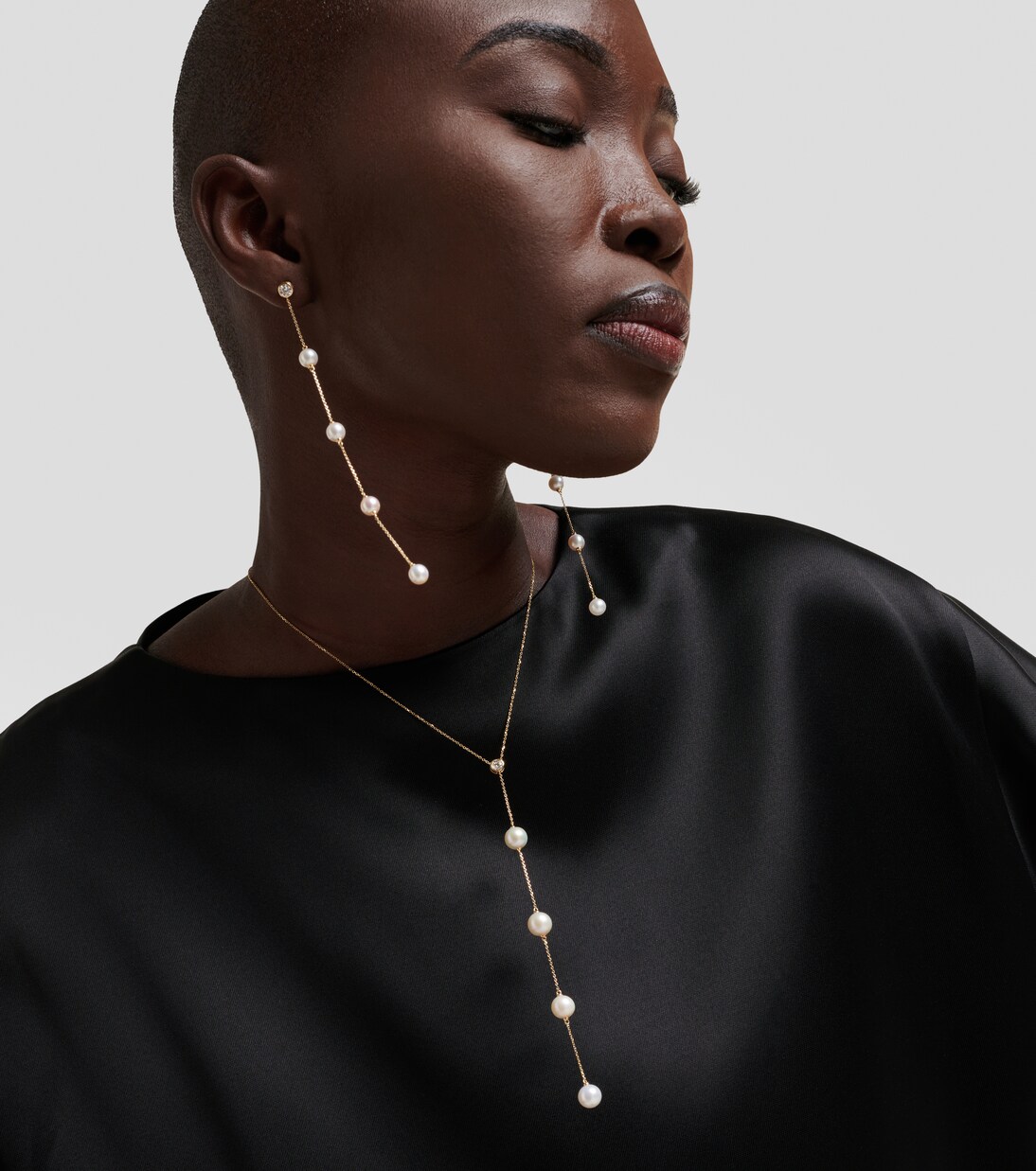 14kt gold necklace with diamonds and pearls | Mateo