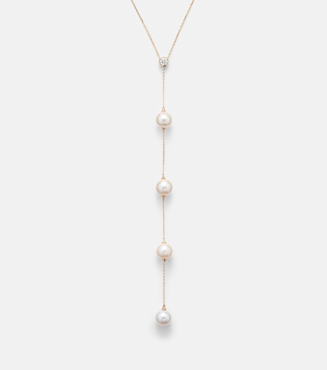 14kt gold necklace with diamonds and pearls | Mateo