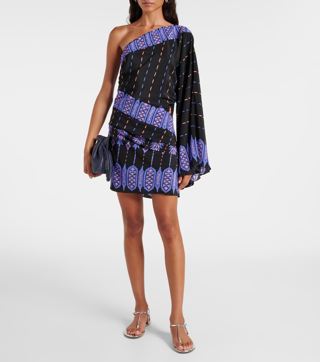 Abito corto monospalla in seta | Johanna Ortiz