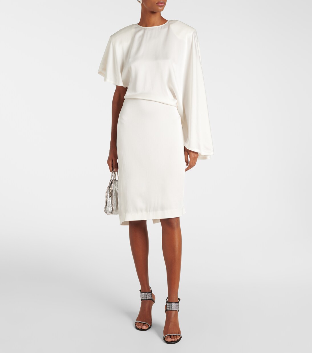 Robe midi asymétrique en satin | Stella McCartney