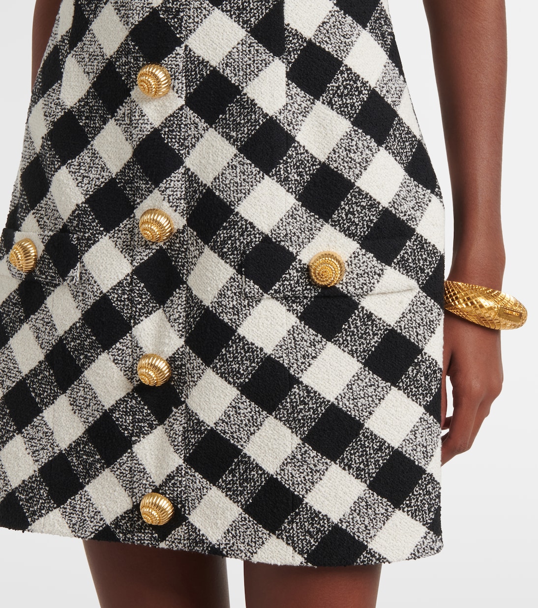 فستان قصير تويد من القطن المخلوط بياقة ستايل هالتر | Balmain