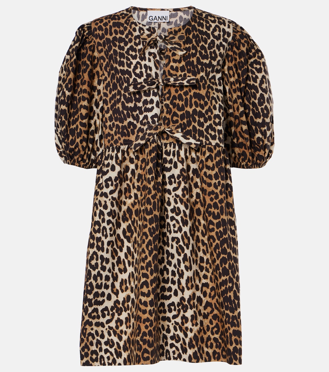 Vestido corto de algodón estampado | Ganni