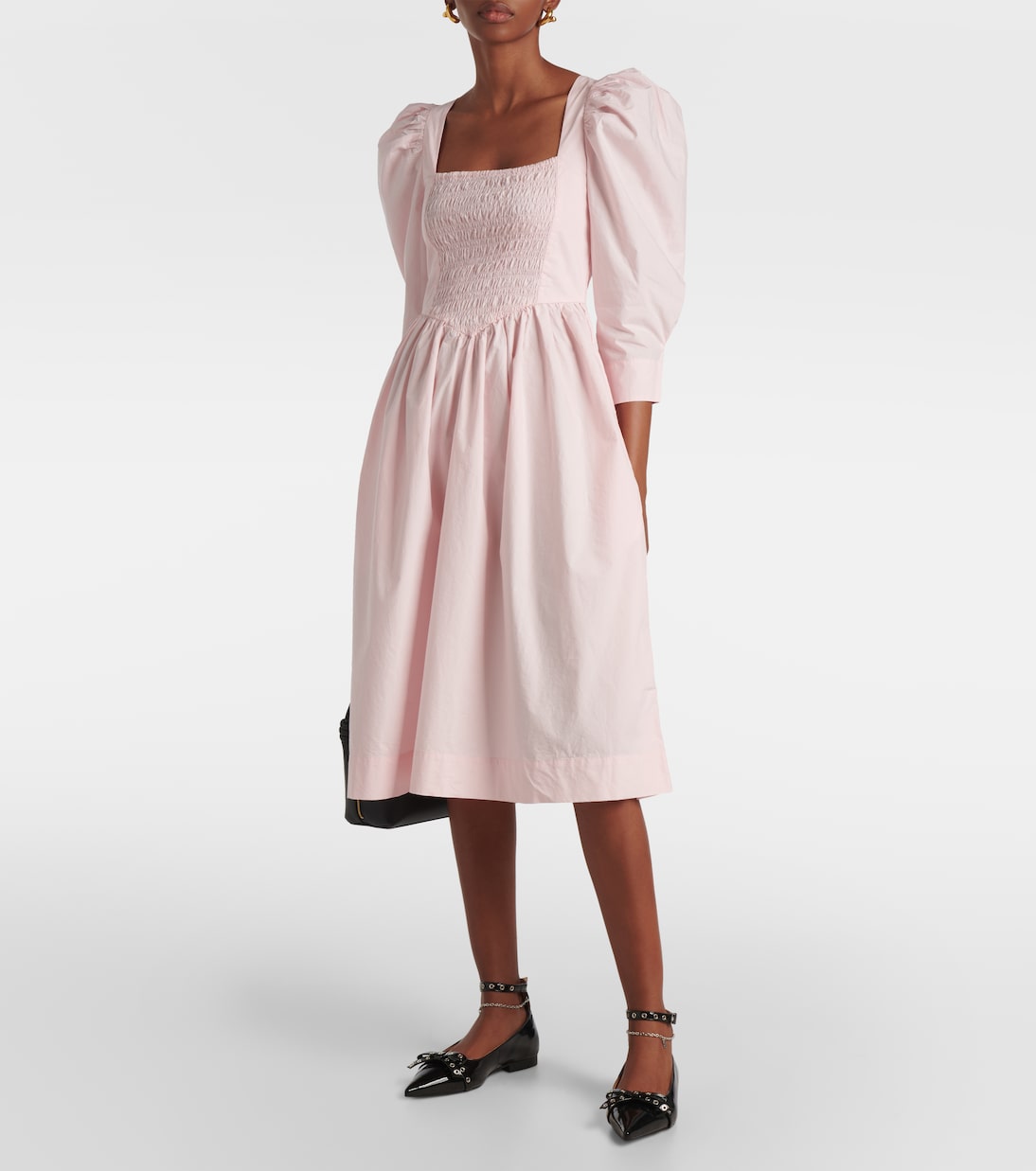 Abito midi in popeline di cotone | Ganni