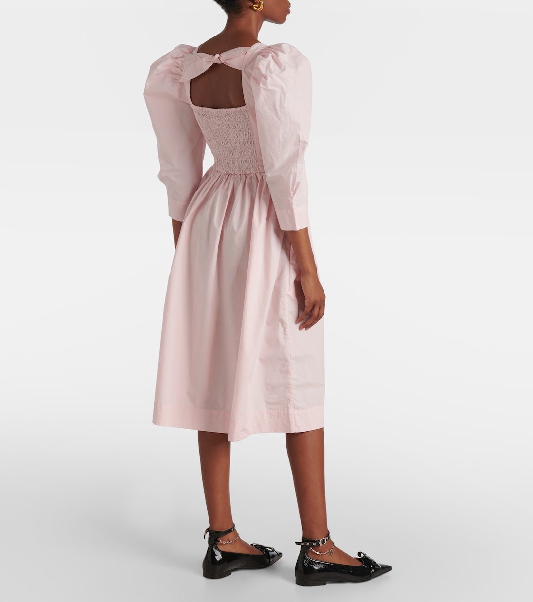 Abito midi in popeline di cotone | Ganni