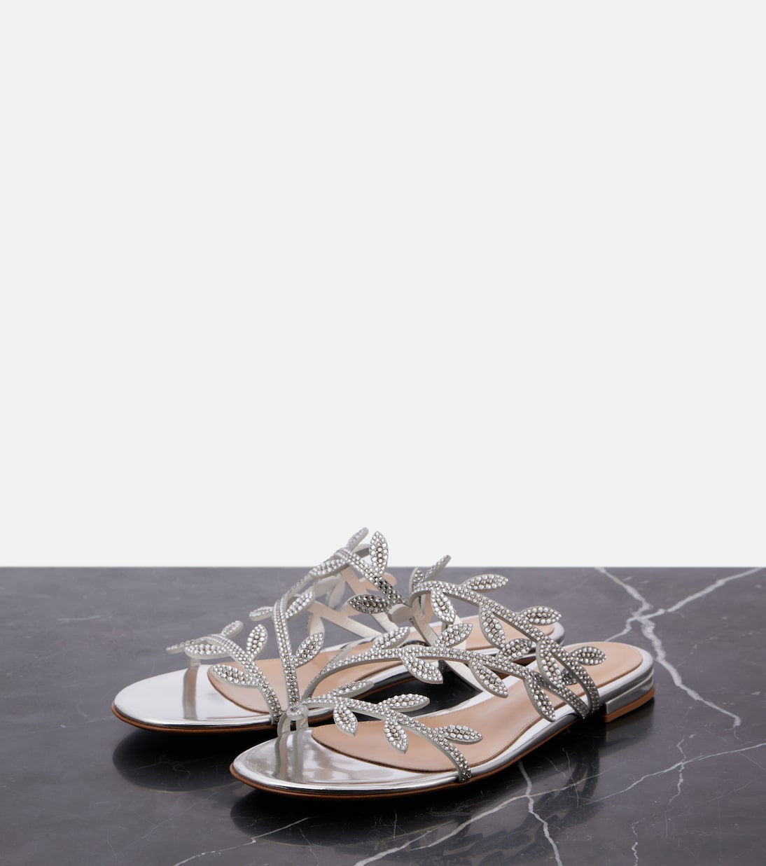 Verzierte Sandalen Flavia aus Metallic-Leder | Gianvito Rossi