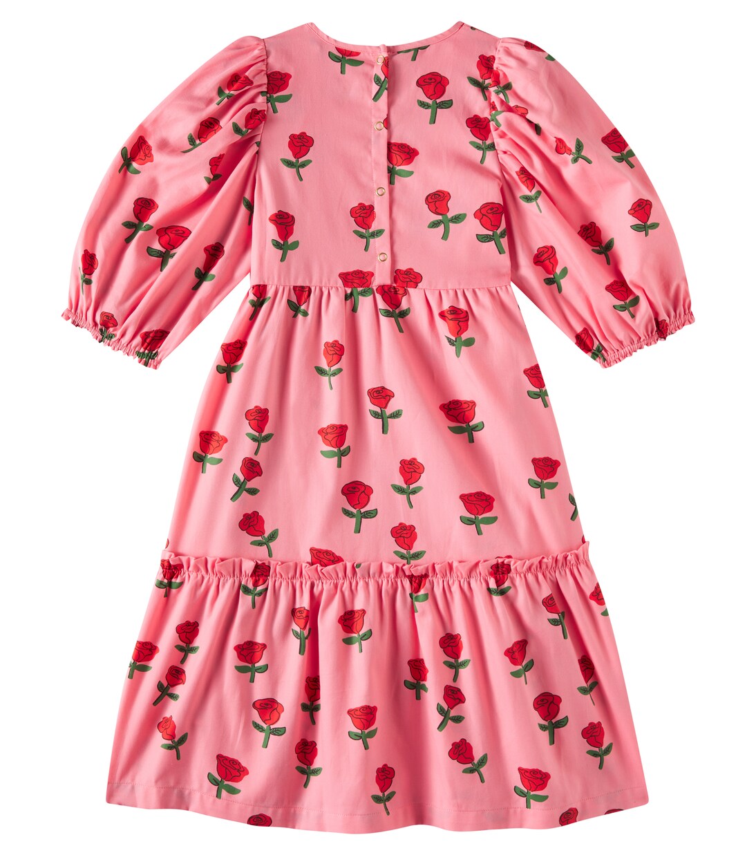 Roses puff-sleeve cotton dress | Mini Rodini