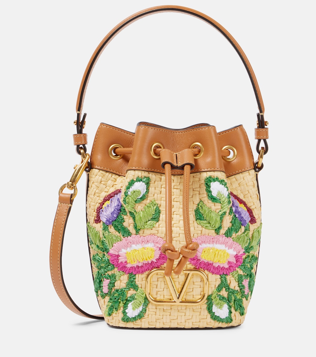 VLogo floral embroidered bucket bag | Valentino Garavani