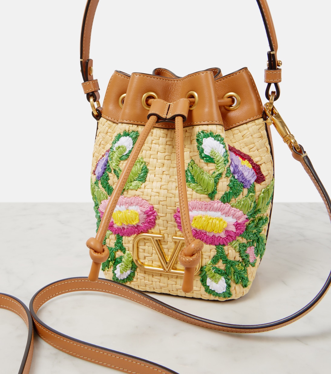 VLogo floral embroidered bucket bag | Valentino Garavani