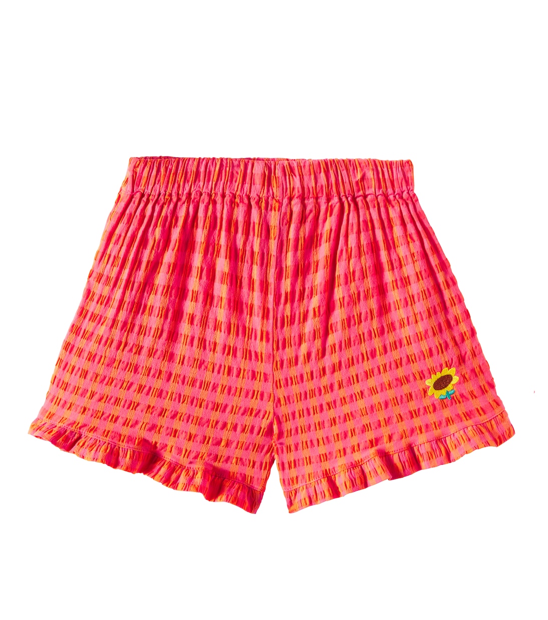 Ruffled vichy cotton-blend shorts | Bobo Choses