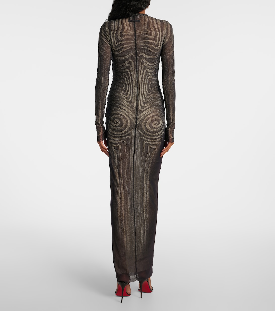 Robe longue Spiral en résille | Jean Paul Gaultier