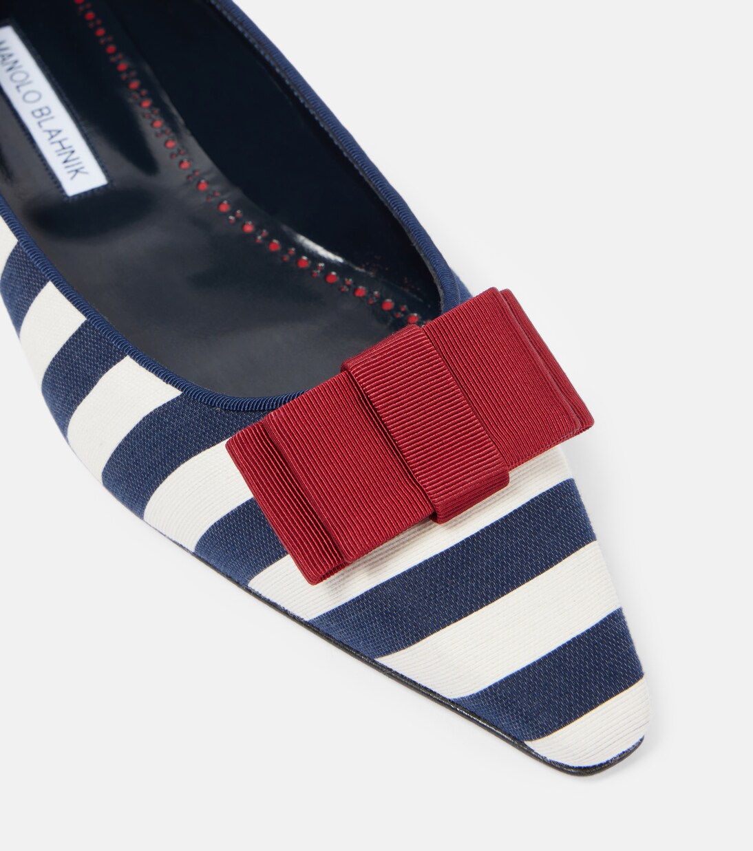 Reador bow-detail striped ballet flats | Manolo Blahnik