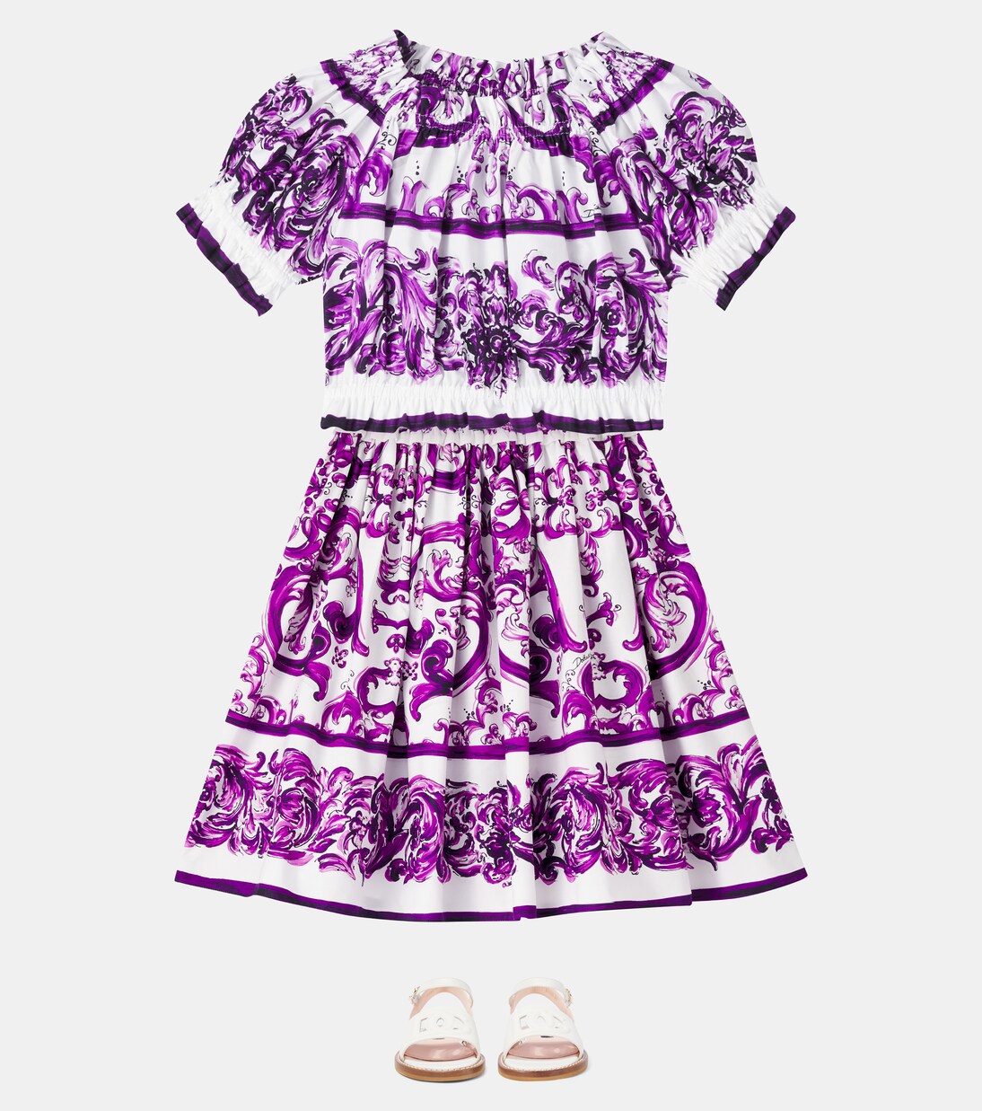 Majolica印花棉质府绸半身裙 | Dolce&Gabbana Kids