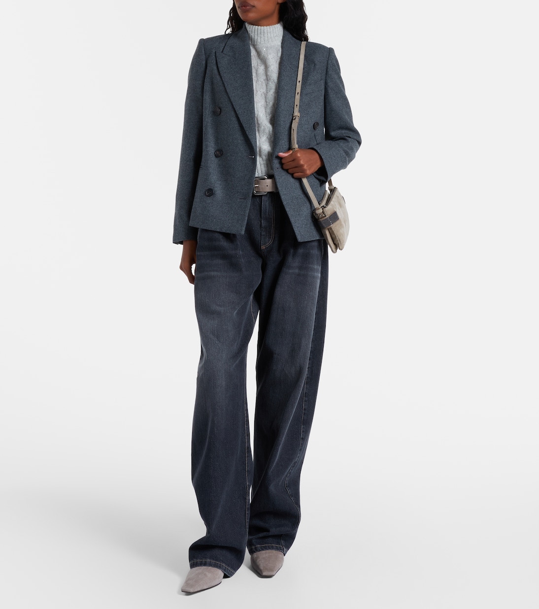 Monili croc-effect suede knee-high boots | Brunello Cucinelli