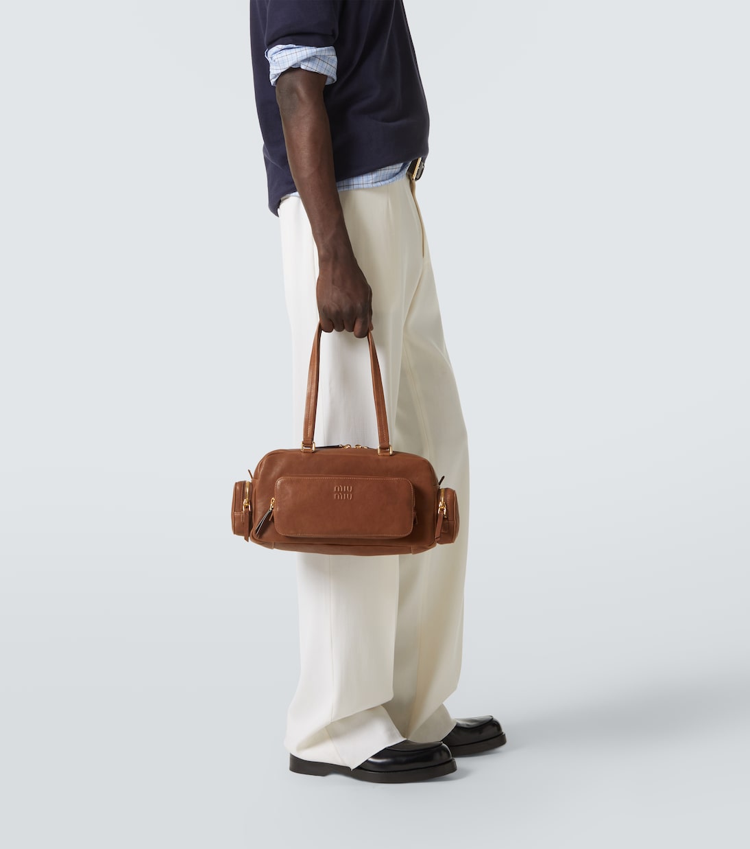 Pocket leather tote bag | Miu Miu