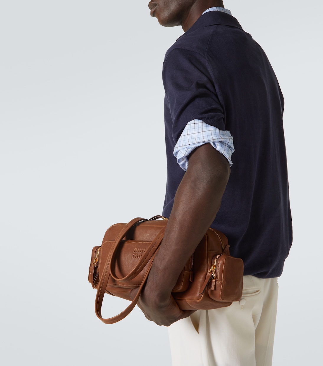 Pocket leather tote bag | Miu Miu