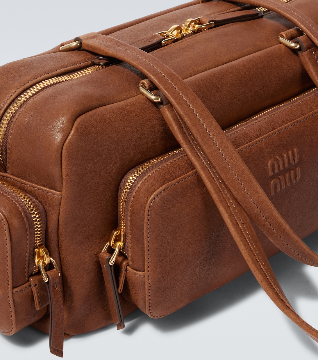 Pocket leather tote bag | Miu Miu