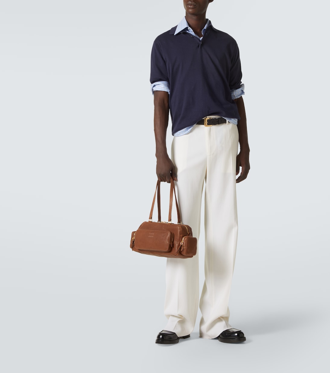 Pocket leather tote bag | Miu Miu