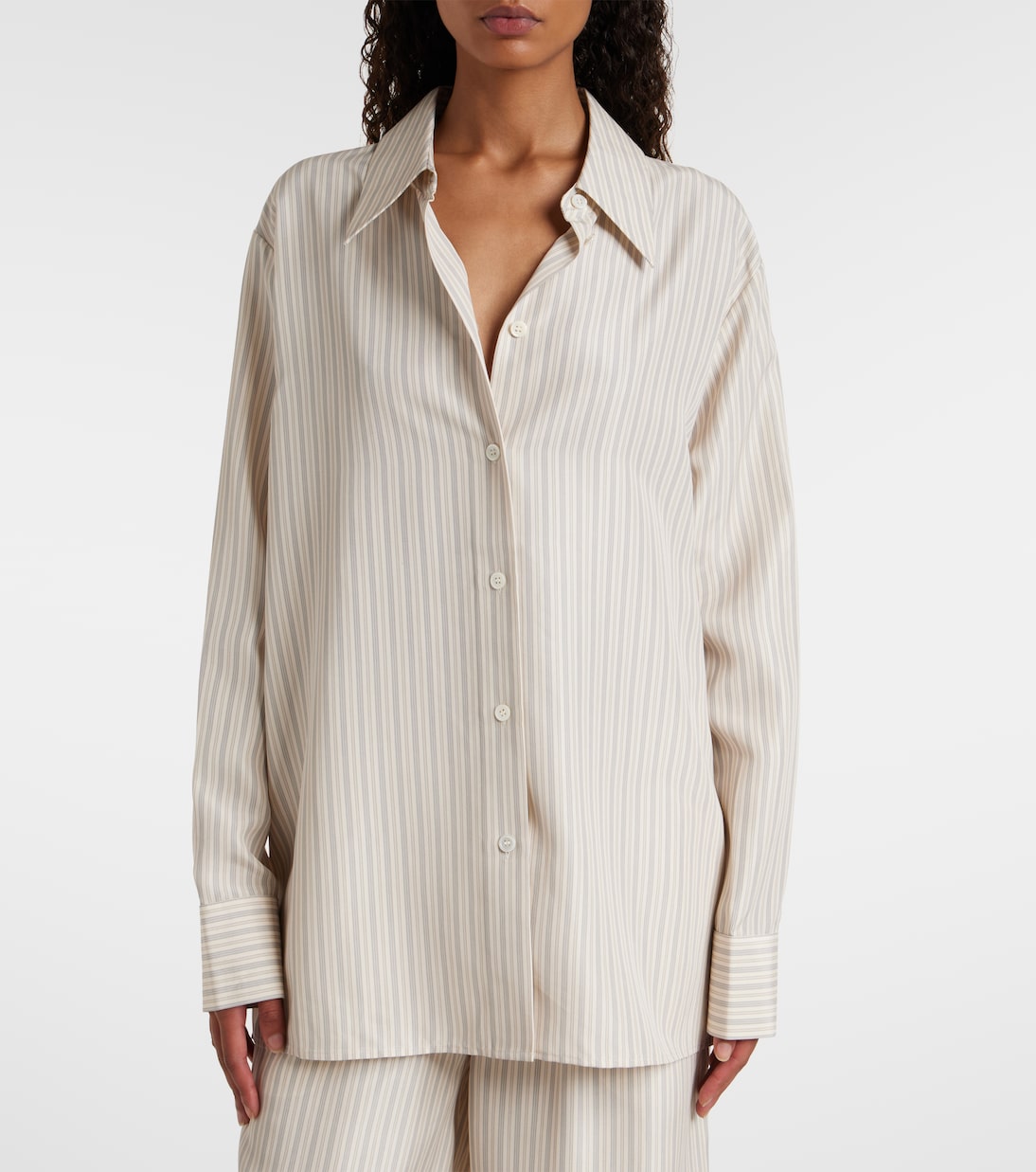 Oversized striped silk shirt | Róhe