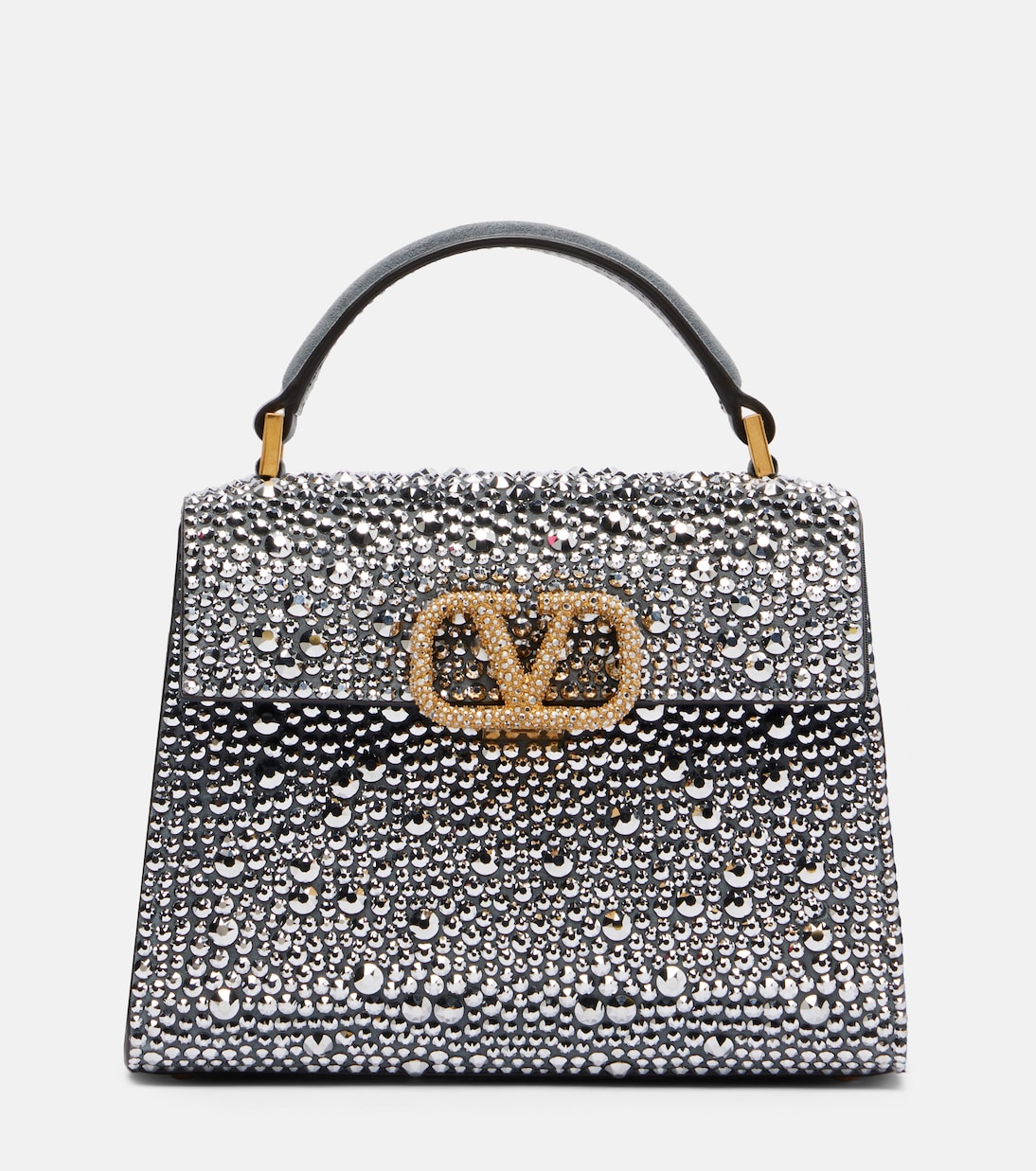 Tote Bag VSling Small aus Veloursleder mit Kristallen | Valentino Garavani