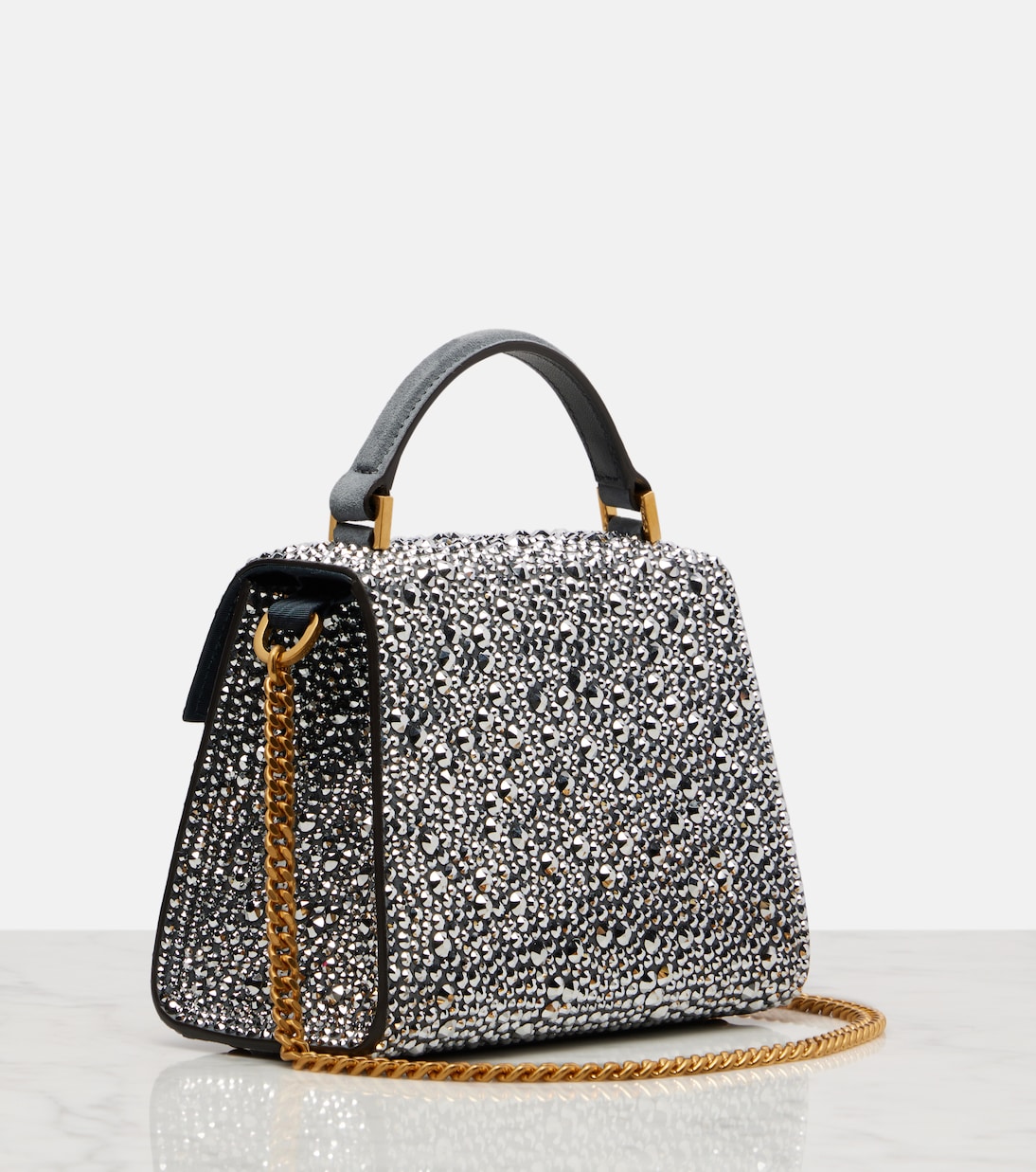 Tote Bag VSling Small aus Veloursleder mit Kristallen | Valentino Garavani