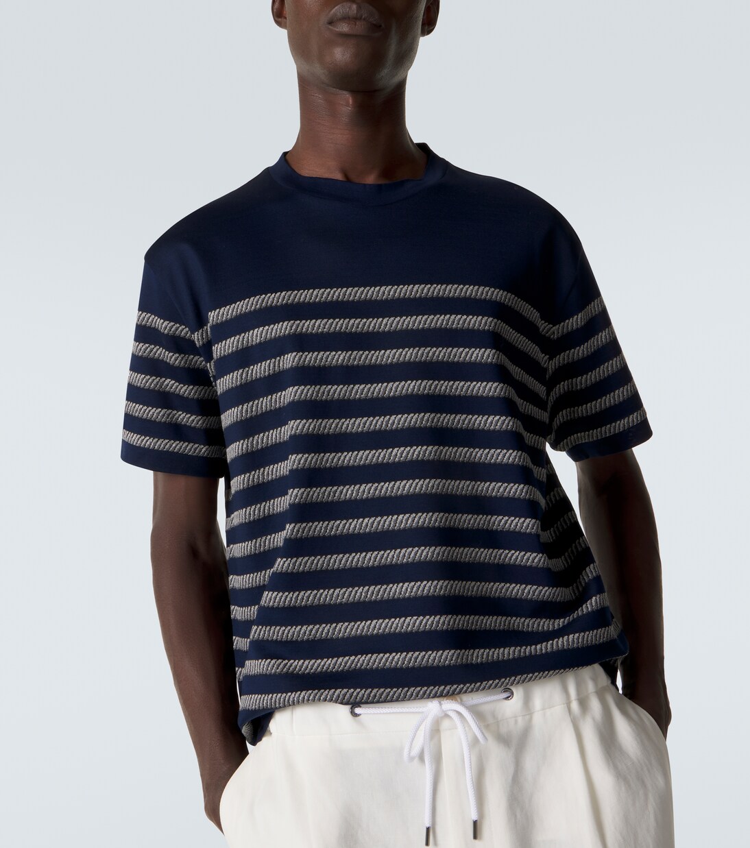 Striped cotton-blend T-shirt | Giorgio Armani