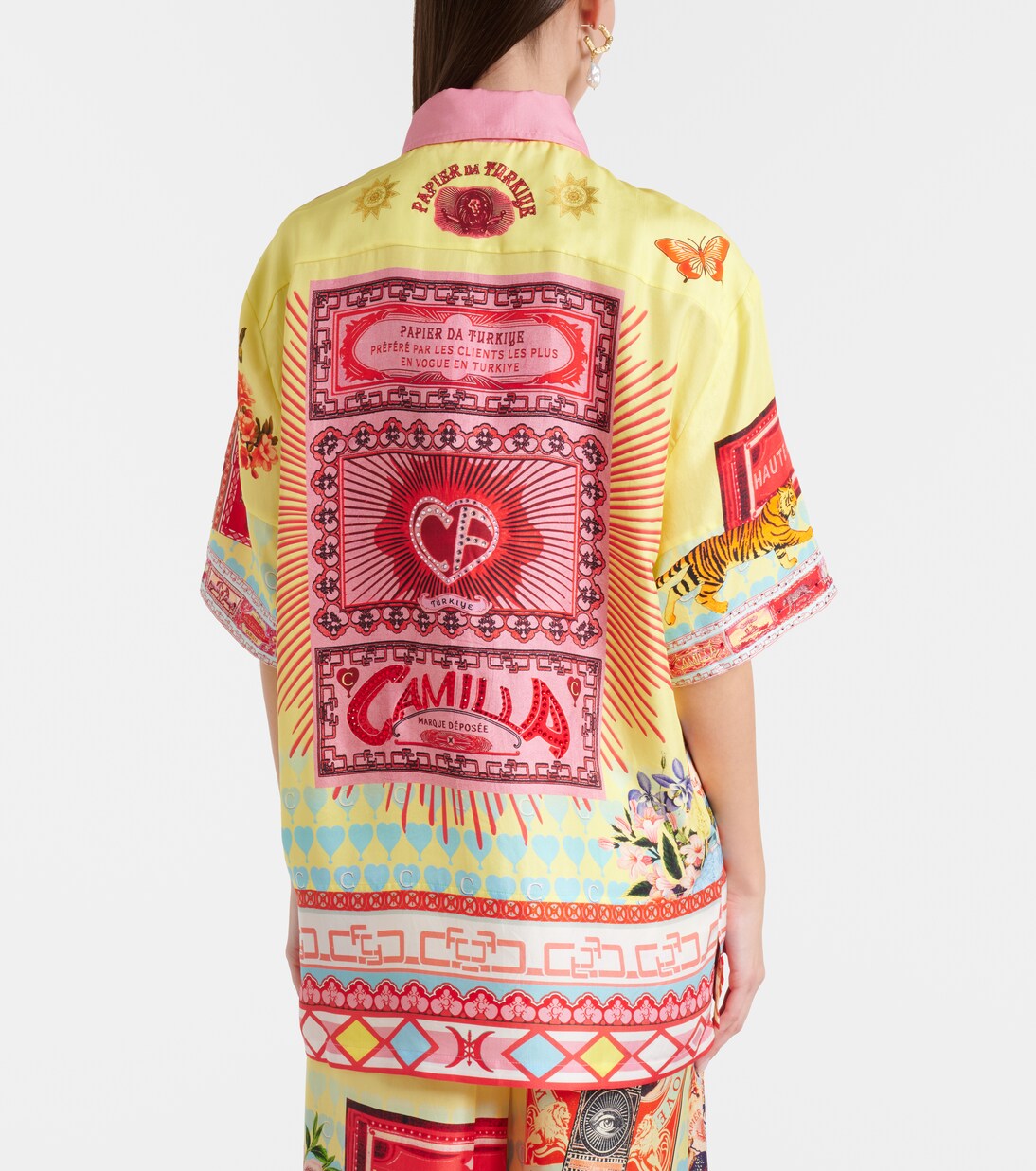 Collage Kingdom silk bowling shirt | Camilla