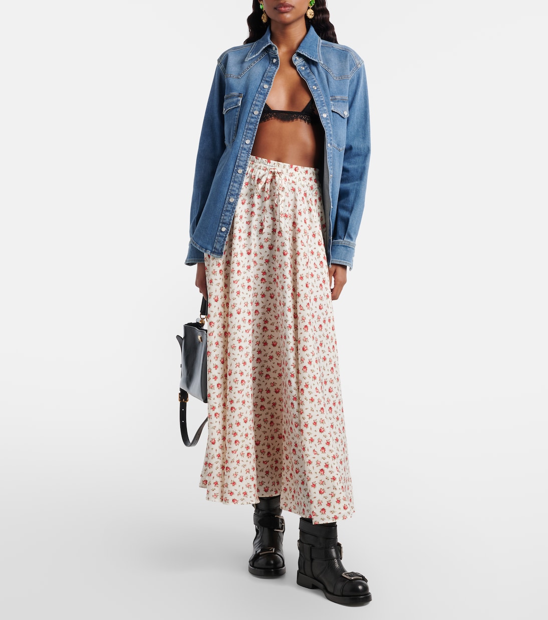 Floral silk-blend midi skirt | Dolce&Gabbana