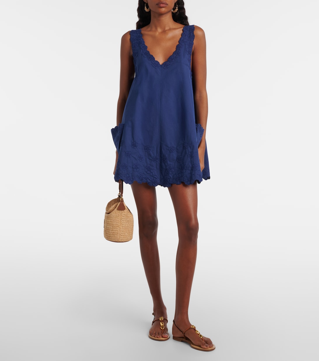 Besticktes Minikleid aus Baumwollpopeline | Juliet Dunn