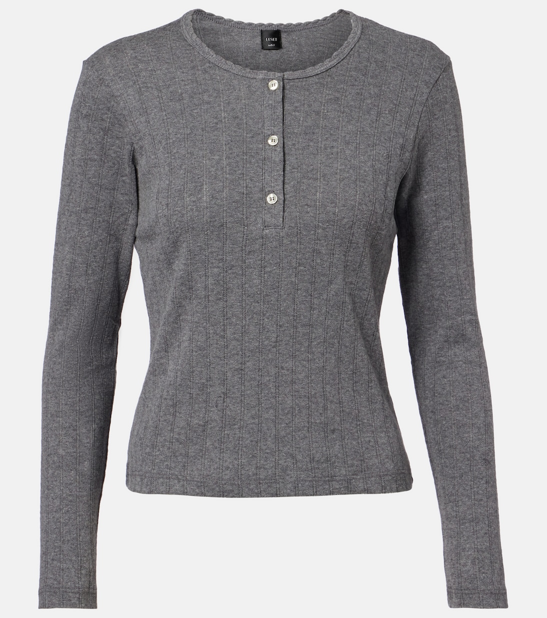 Pointelle cotton Henley shirt | Leset