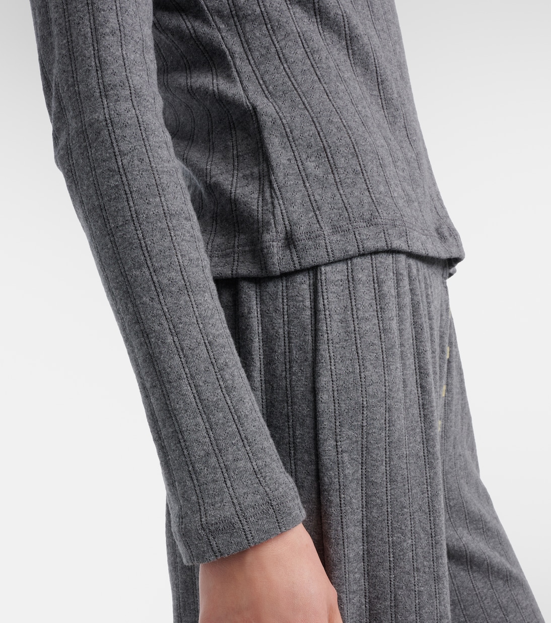 Pointelle cotton Henley shirt | Leset