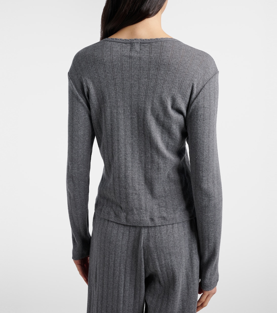 Pointelle cotton Henley shirt | Leset