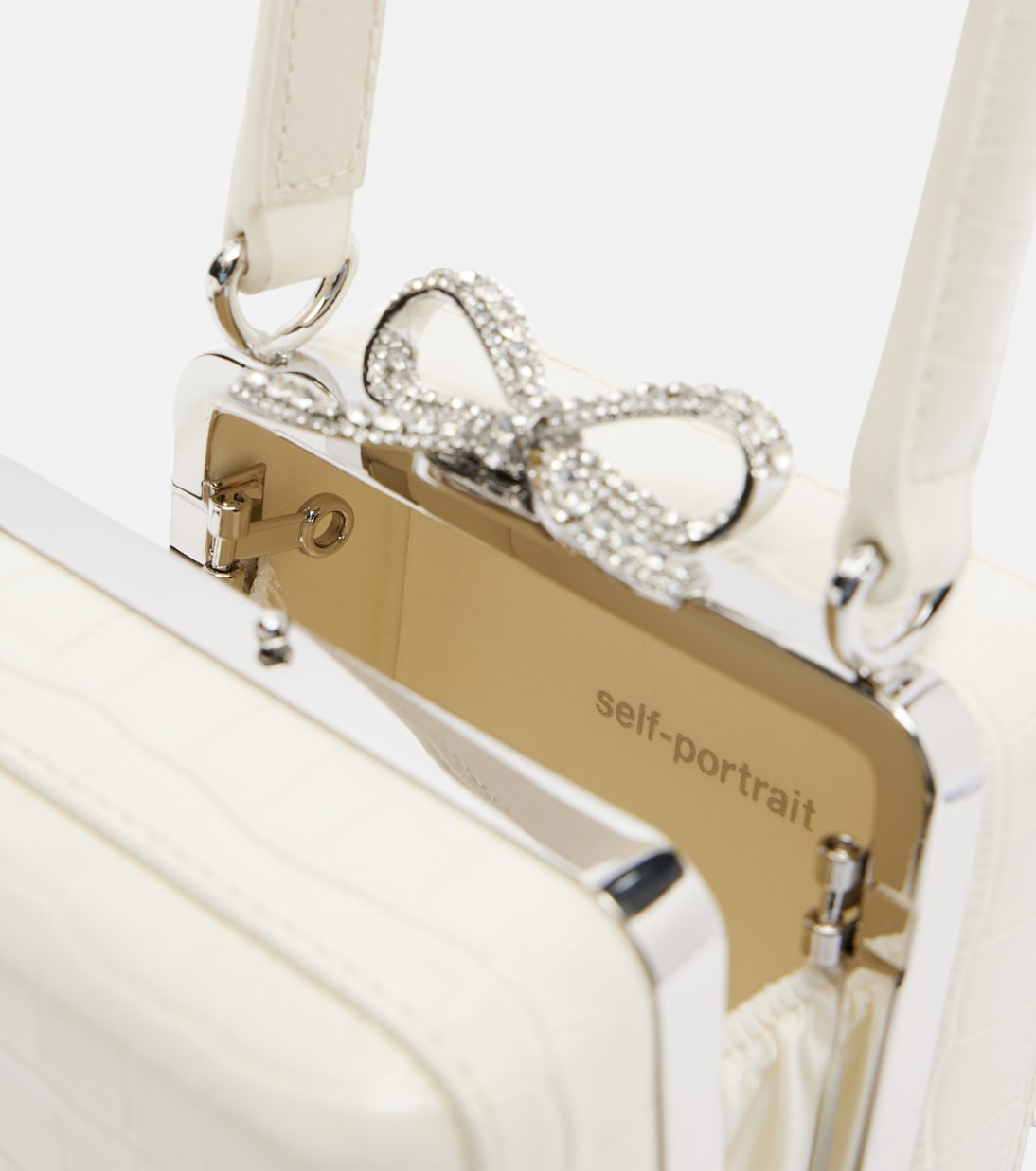 Tote Bag Micro aus Leder mit Kristallen | Self-Portrait