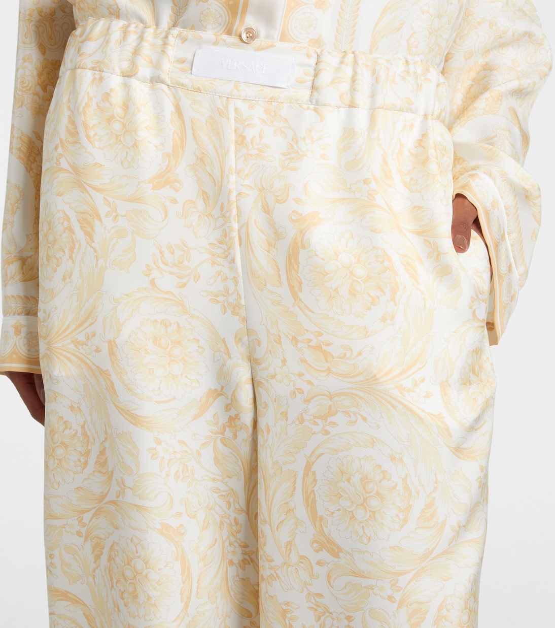 Underwater Barocco silk palazzo pants | Versace