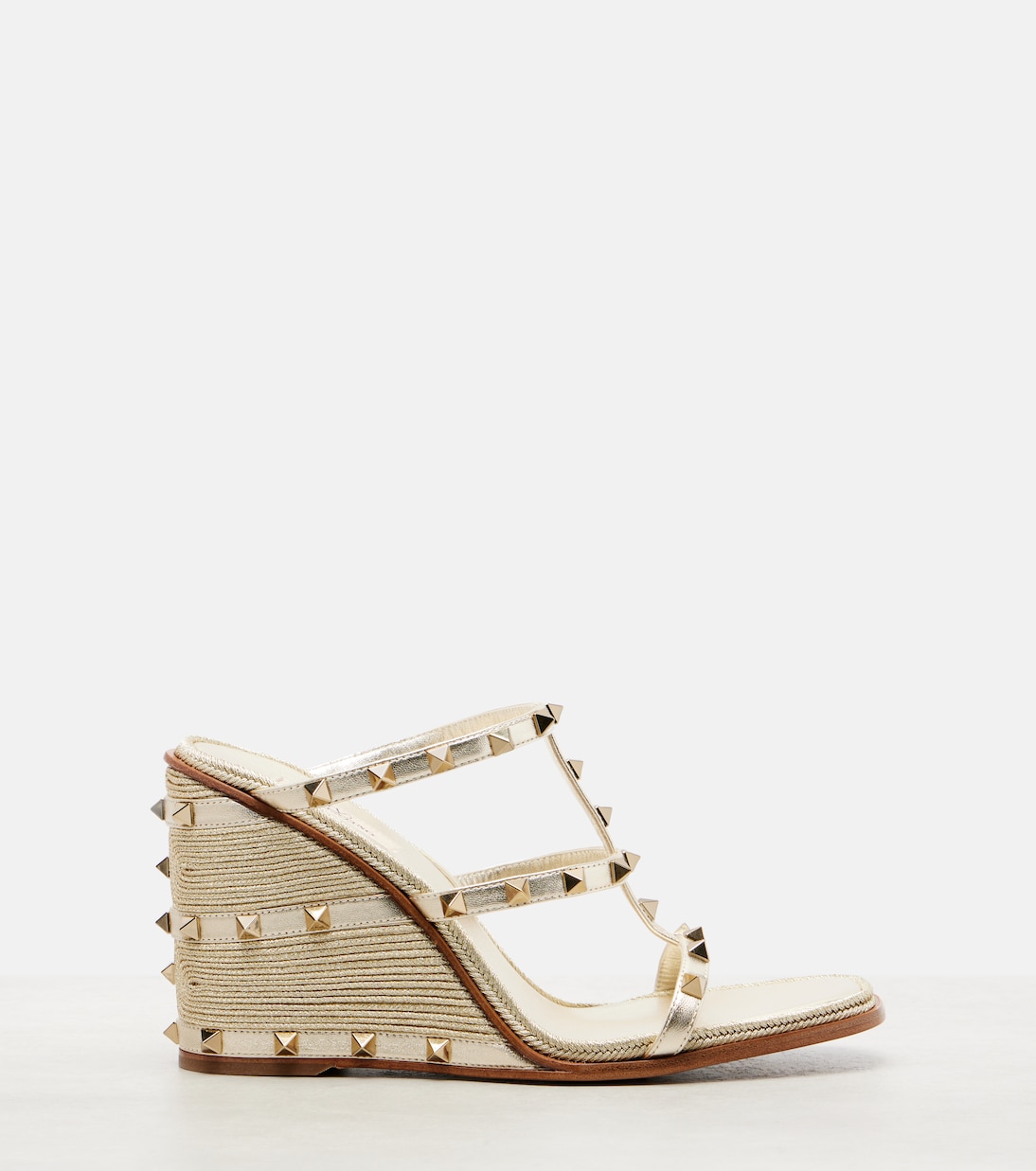 Espadrillas Rockstud in pelle con zeppa | Valentino Garavani