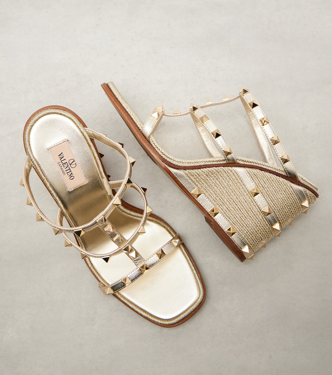 Espadrillas Rockstud in pelle con zeppa | Valentino Garavani