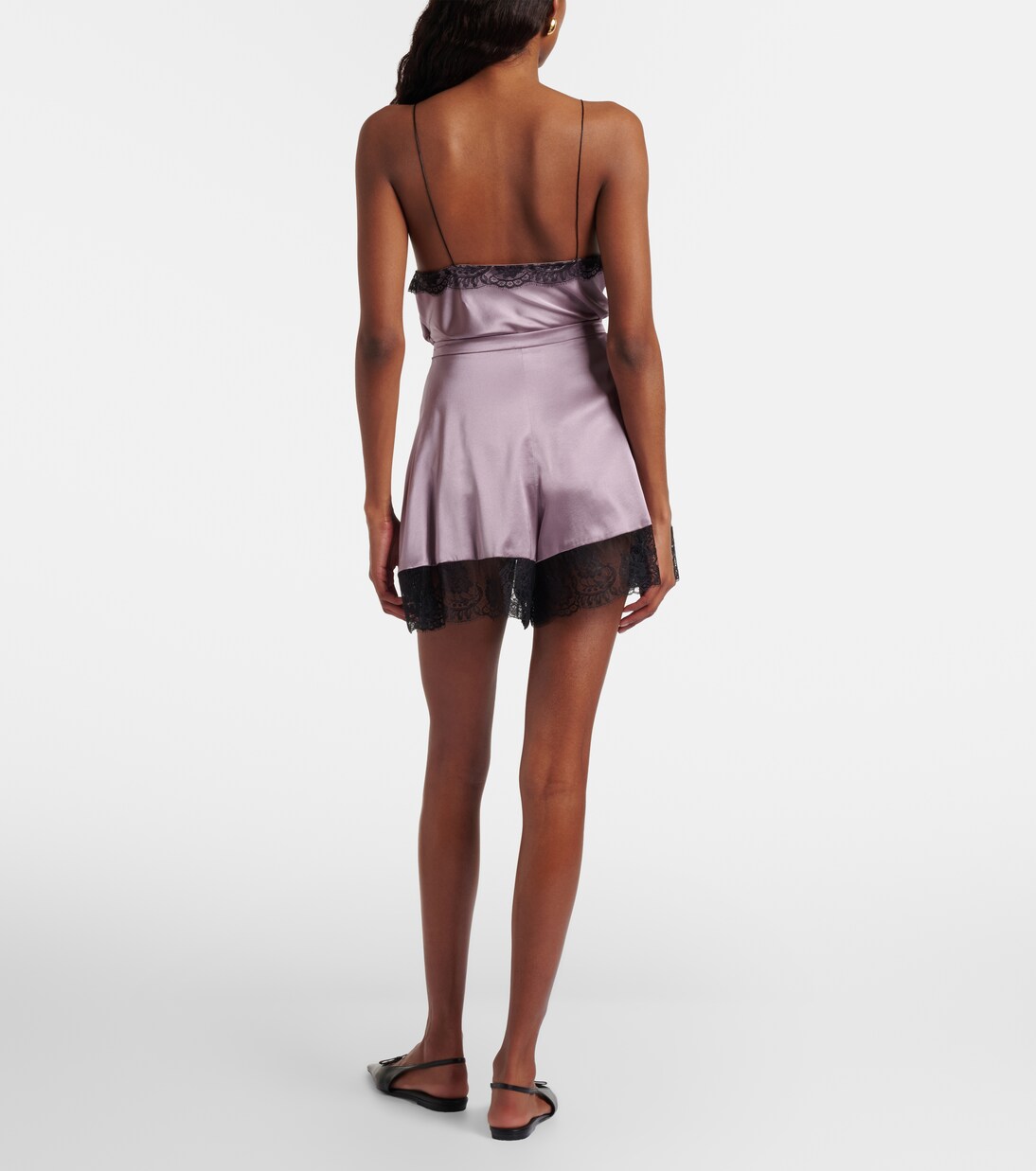 Lace-trimmed silk-blend satin shorts | Nina Ricci