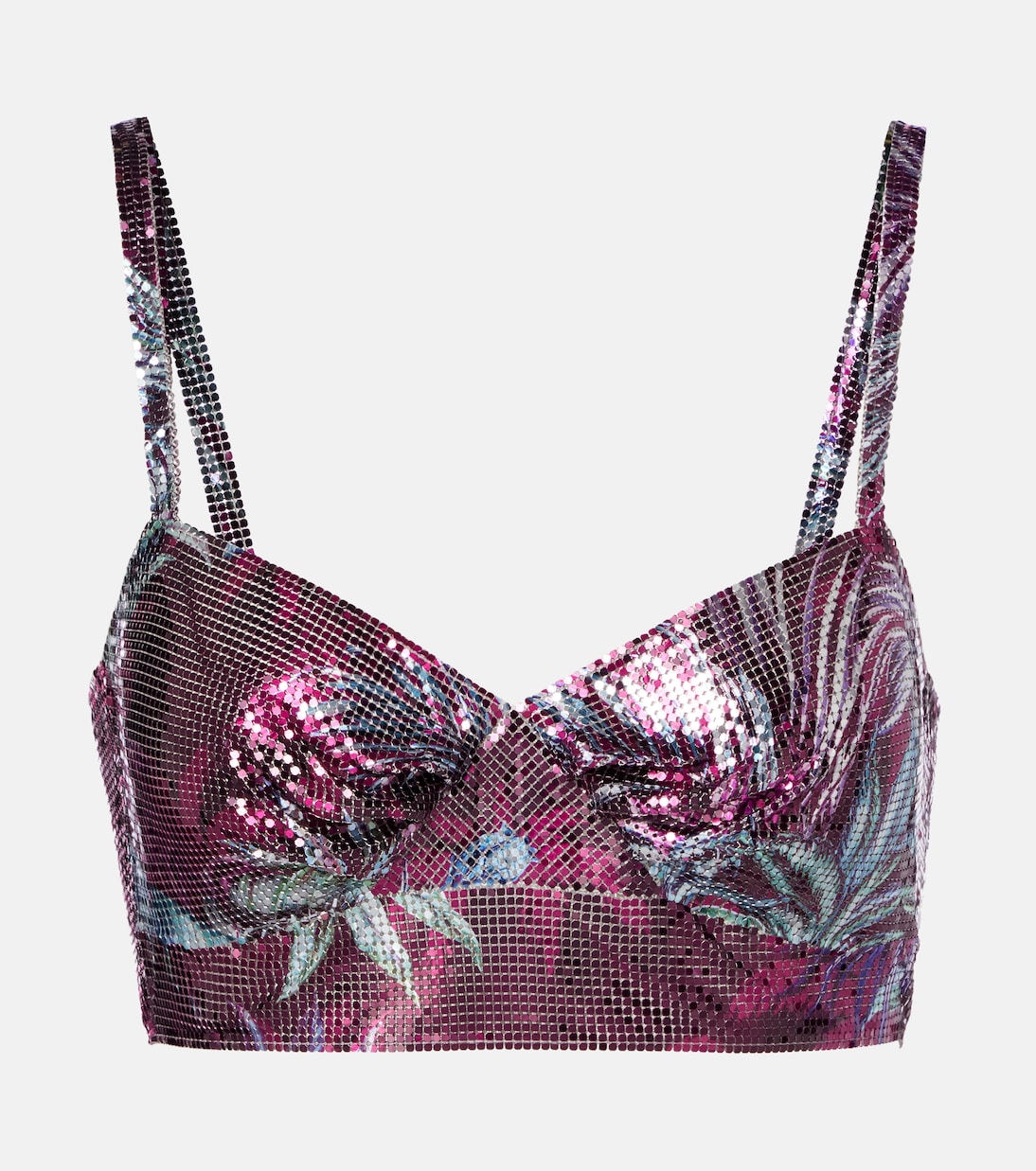 Crop top de de malla metálica floral | Rabanne