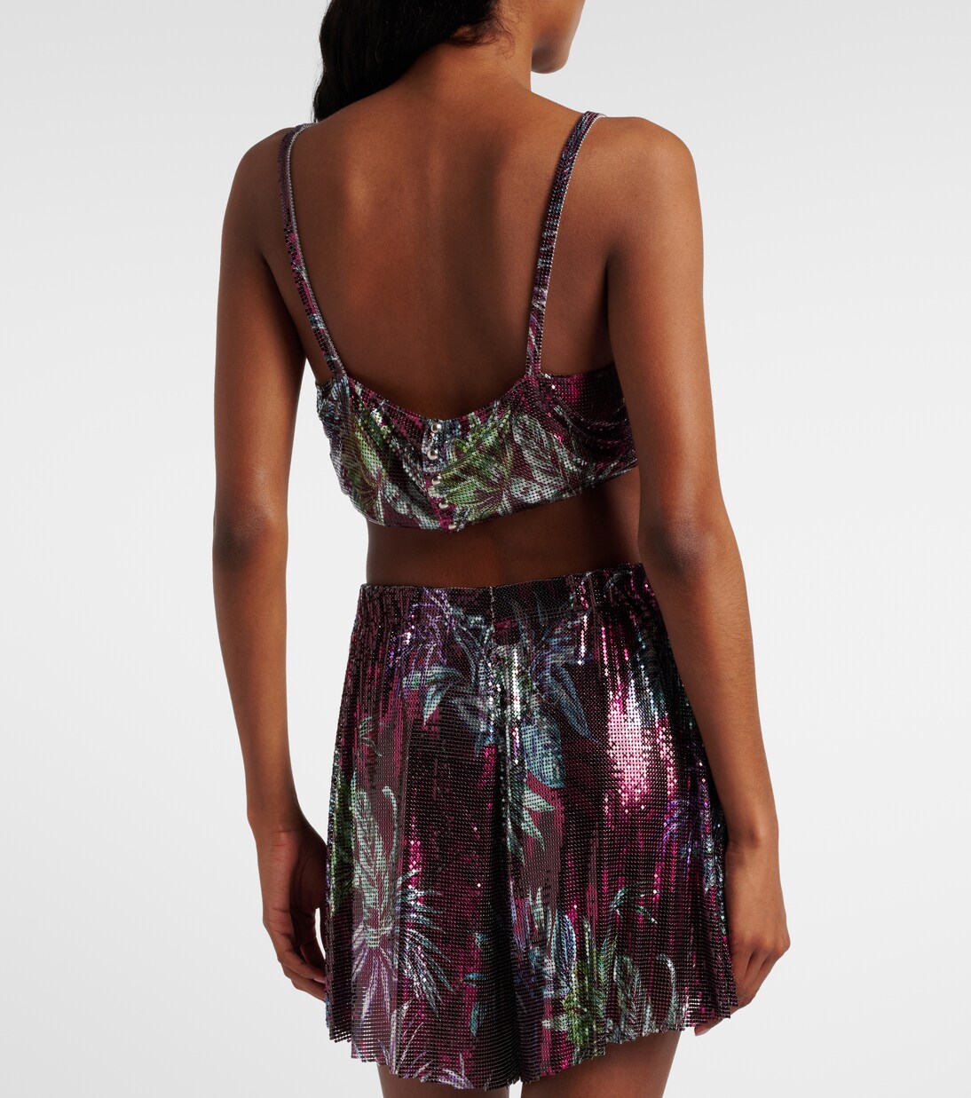 Crop top de de malla metálica floral | Rabanne