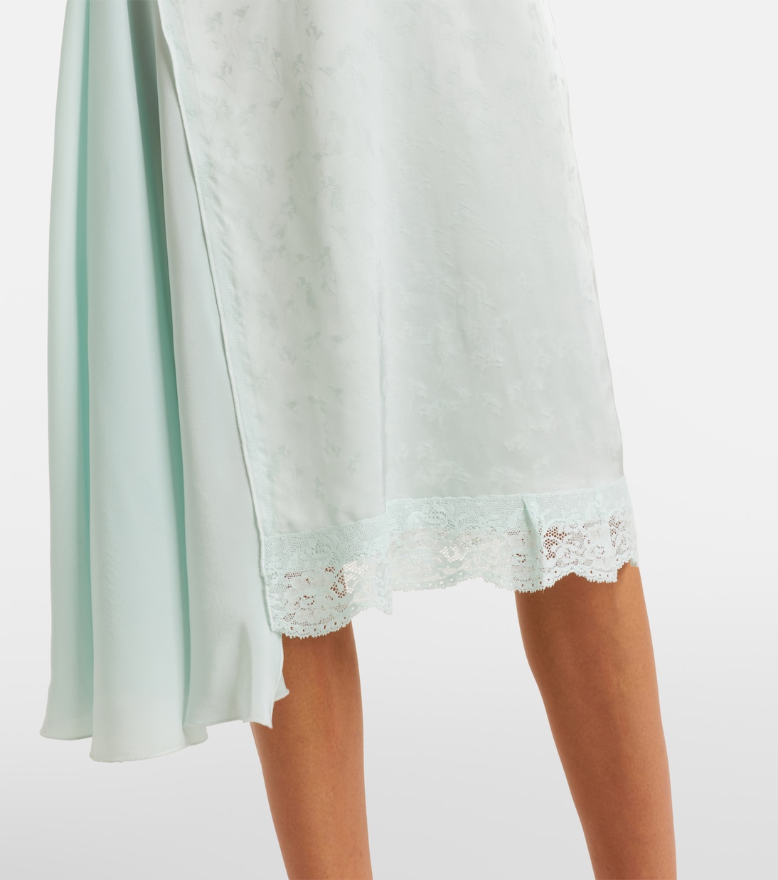 Asymmetric lace-trimmed jacquard slip dress | Victoria Beckham