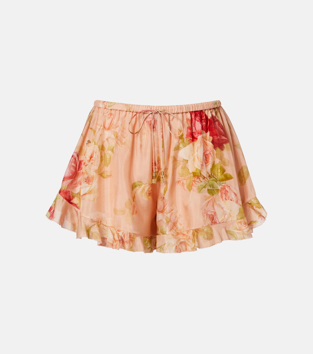 Roselight floral ruffled silk shorts | Zimmermann
