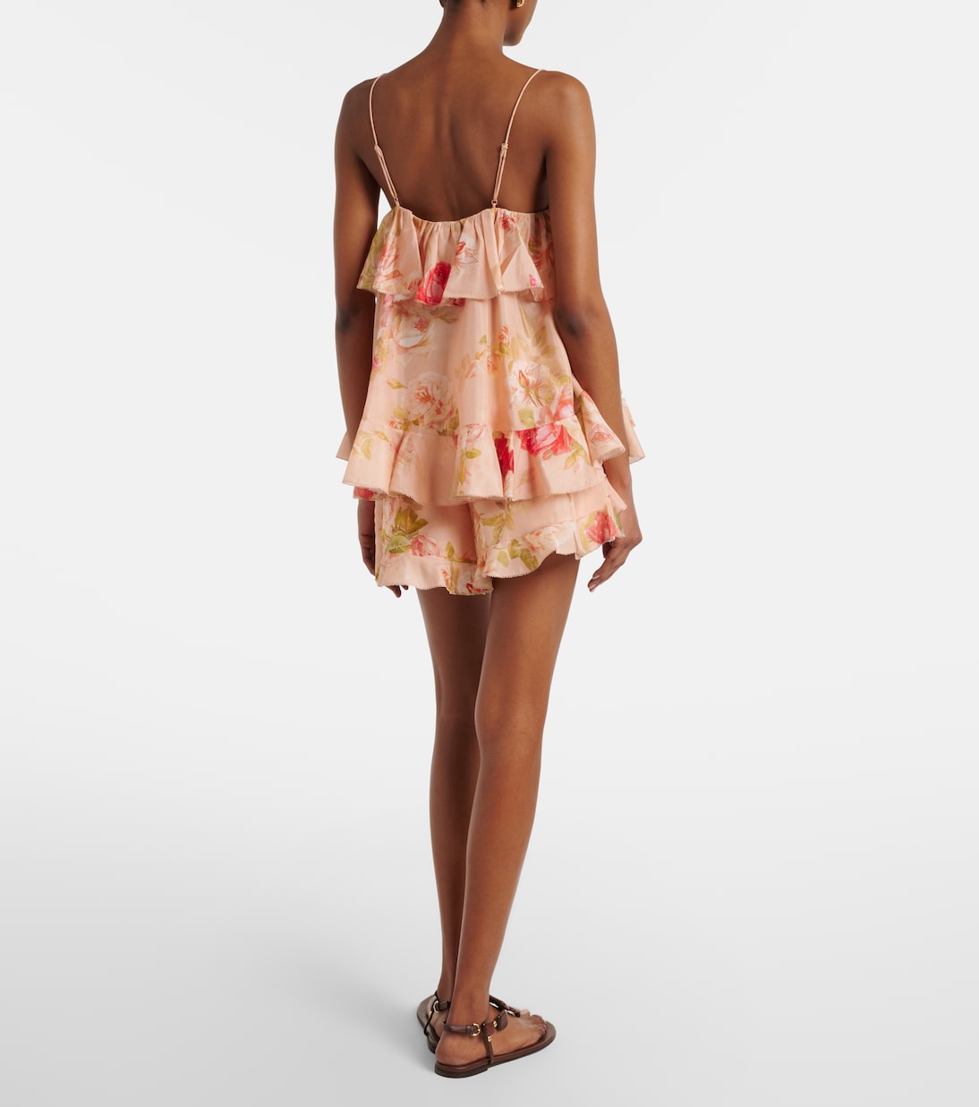 Roselight floral ruffled silk shorts | Zimmermann