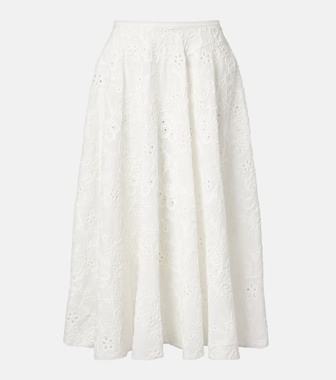 Broderie anglaise cotton midi skirt | Norma Kamali