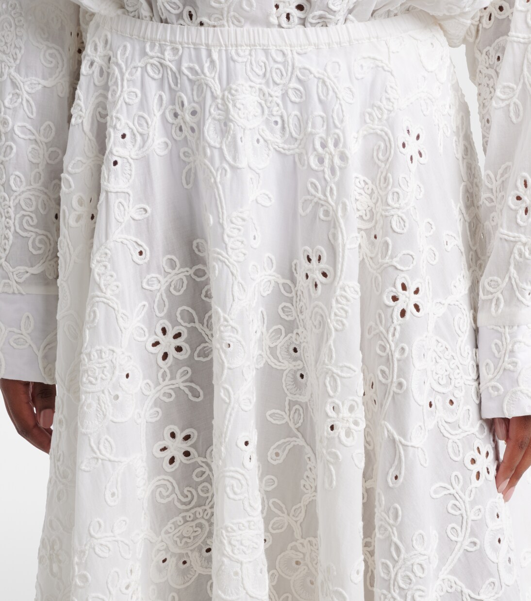 Broderie anglaise cotton midi skirt | Norma Kamali