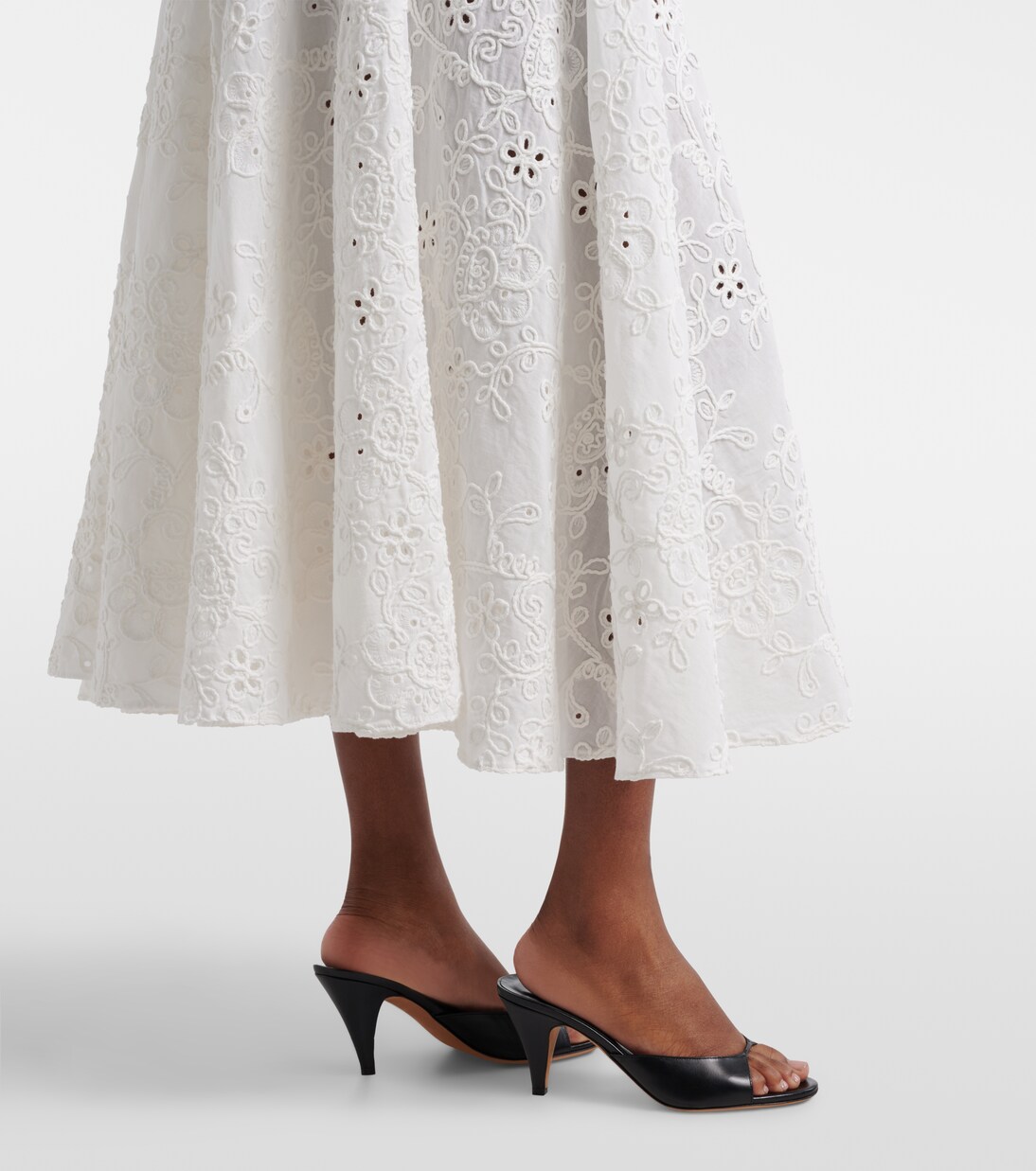 Broderie anglaise cotton midi skirt | Norma Kamali