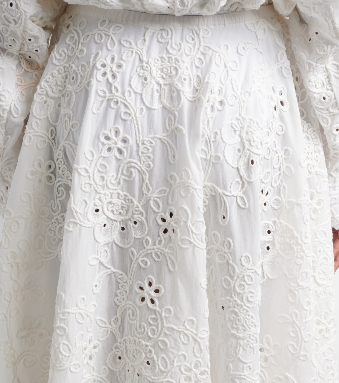 Broderie anglaise cotton midi skirt | Norma Kamali
